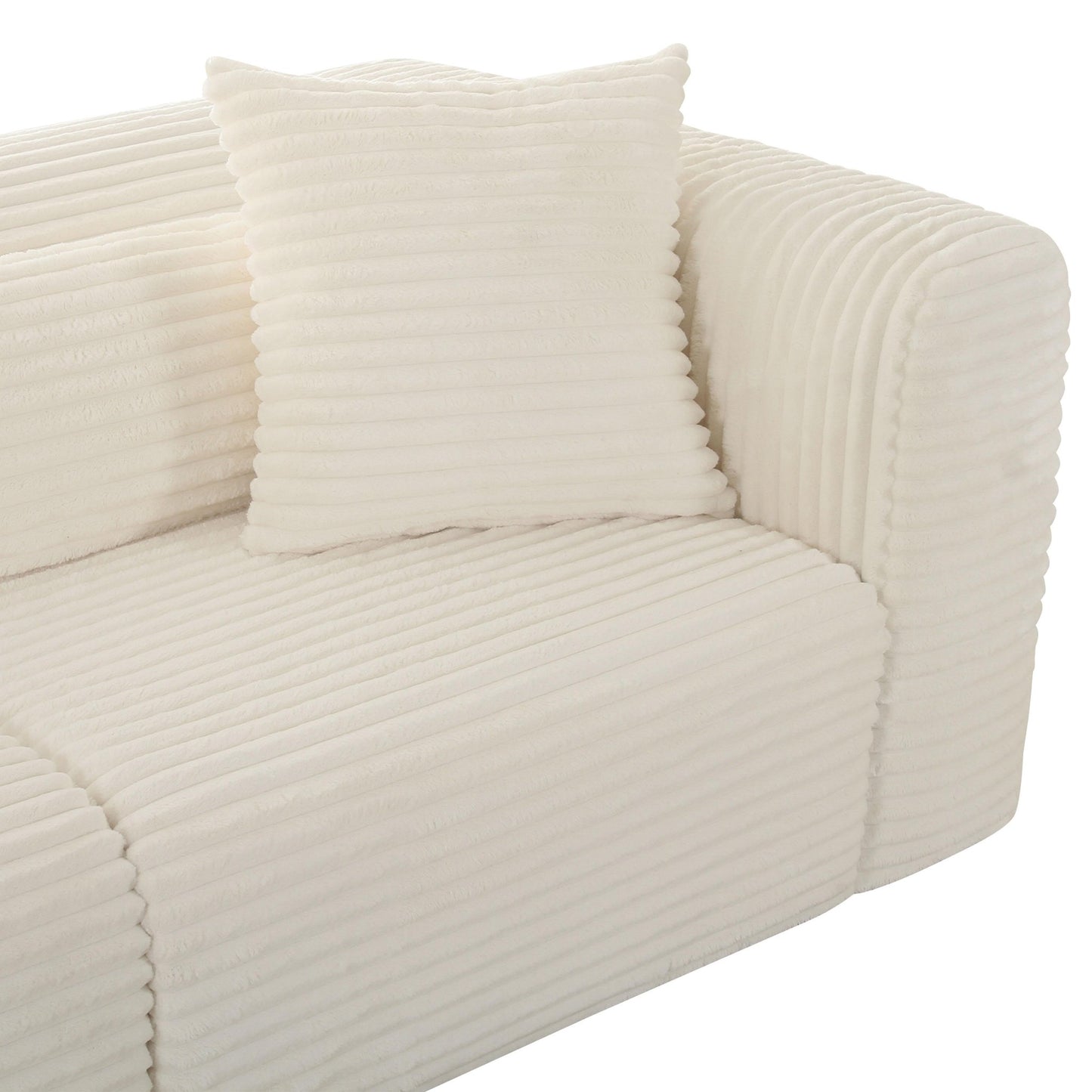 Tarra Fluffy Oversized Cream Corduroy Modular Sofa - Skandi London