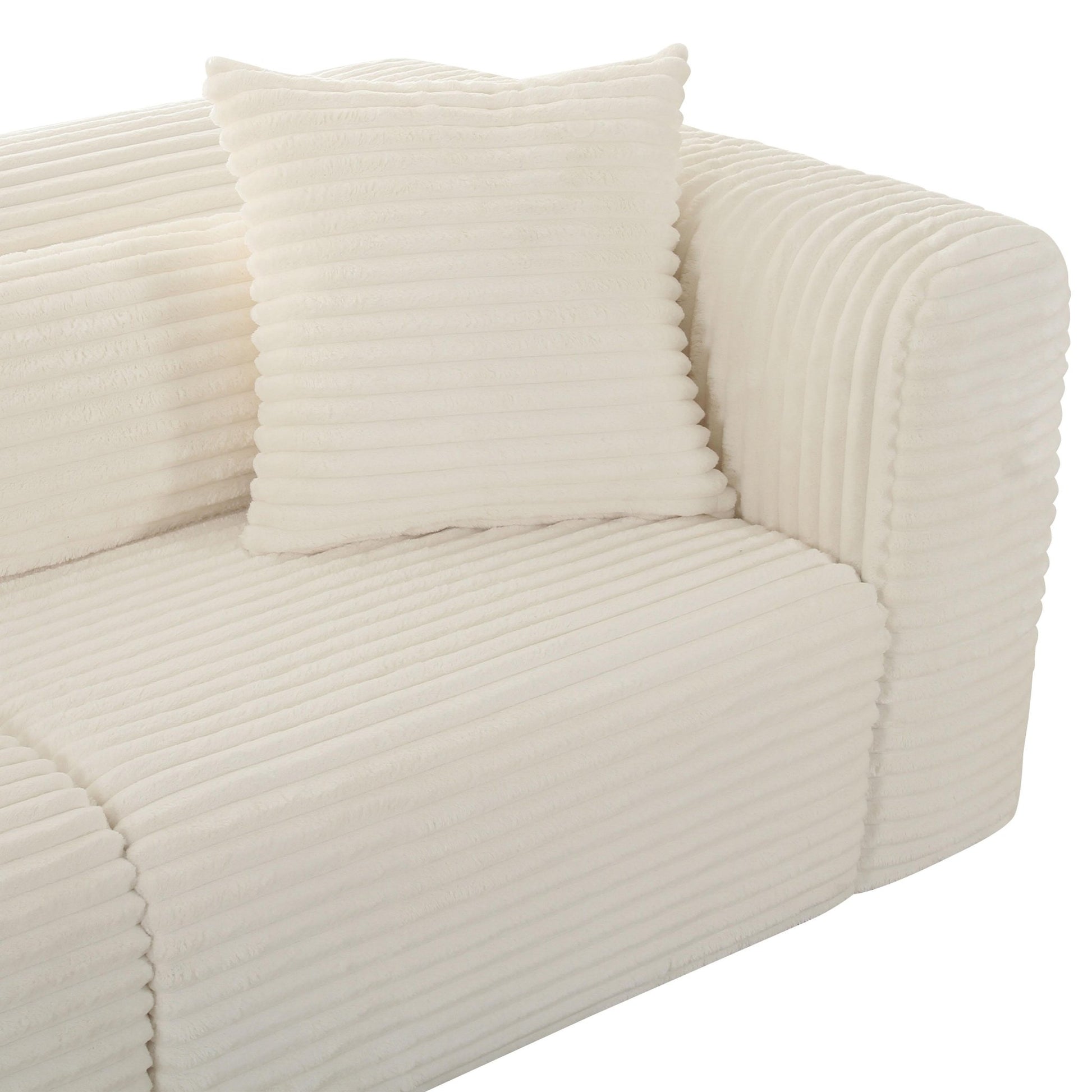 Tarra Fluffy Oversized Cream Corduroy Modular Sofa - Skandi London