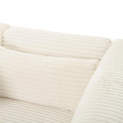 Tarra Fluffy Oversized Cream Corduroy Modular Sofa - Skandi London