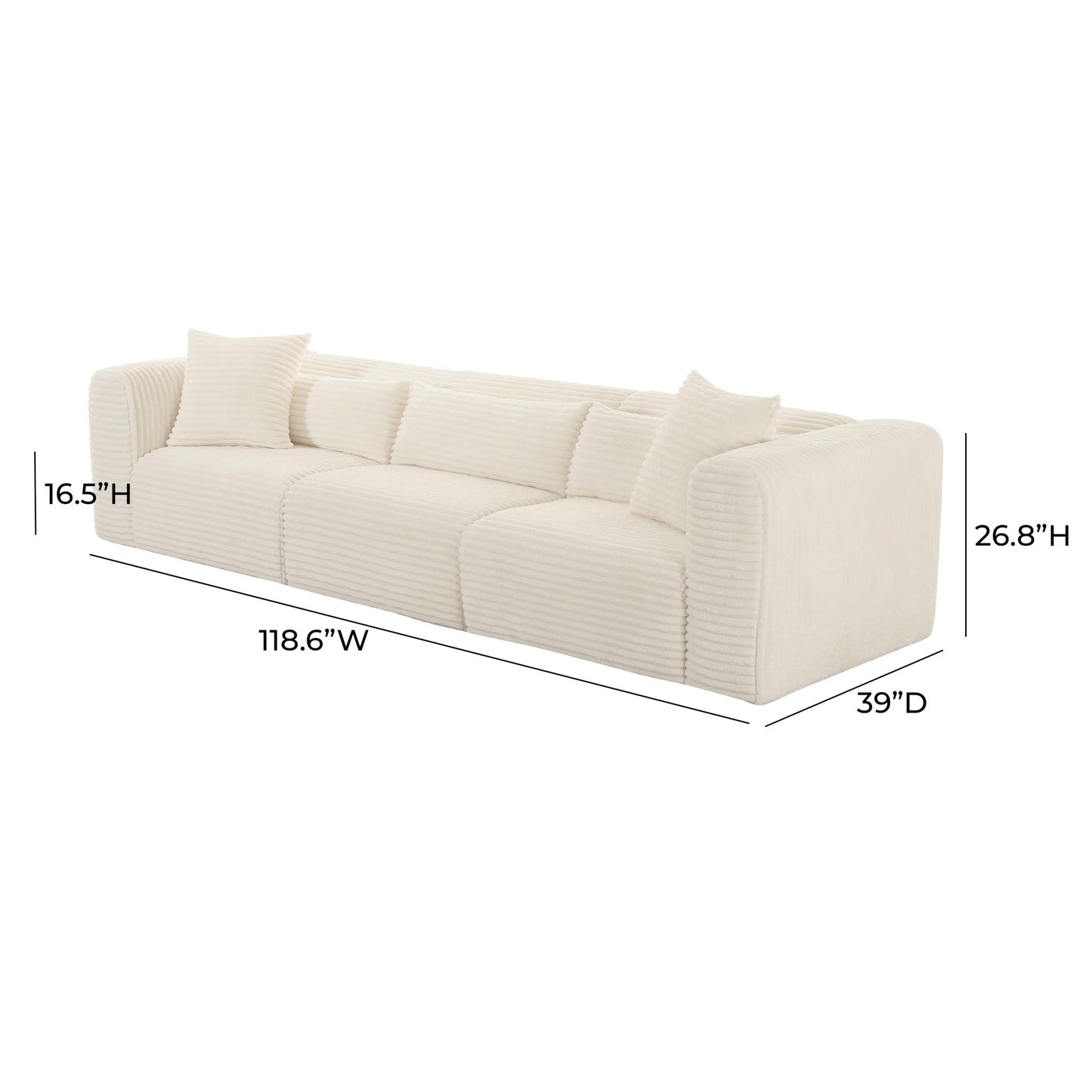 Tarra Fluffy Oversized Cream Corduroy Modular Sofa - Skandi London
