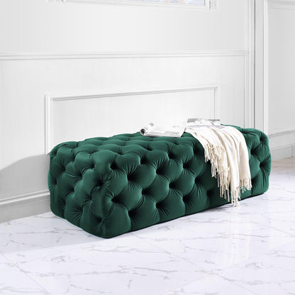 Kaylee Green Velvet Ottoman - Skandi London