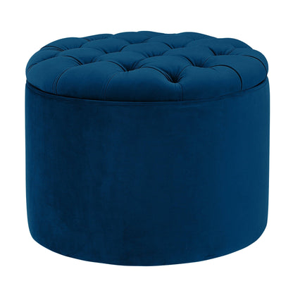 Queen Navy Velvet Storage Ottoman - Skandi London