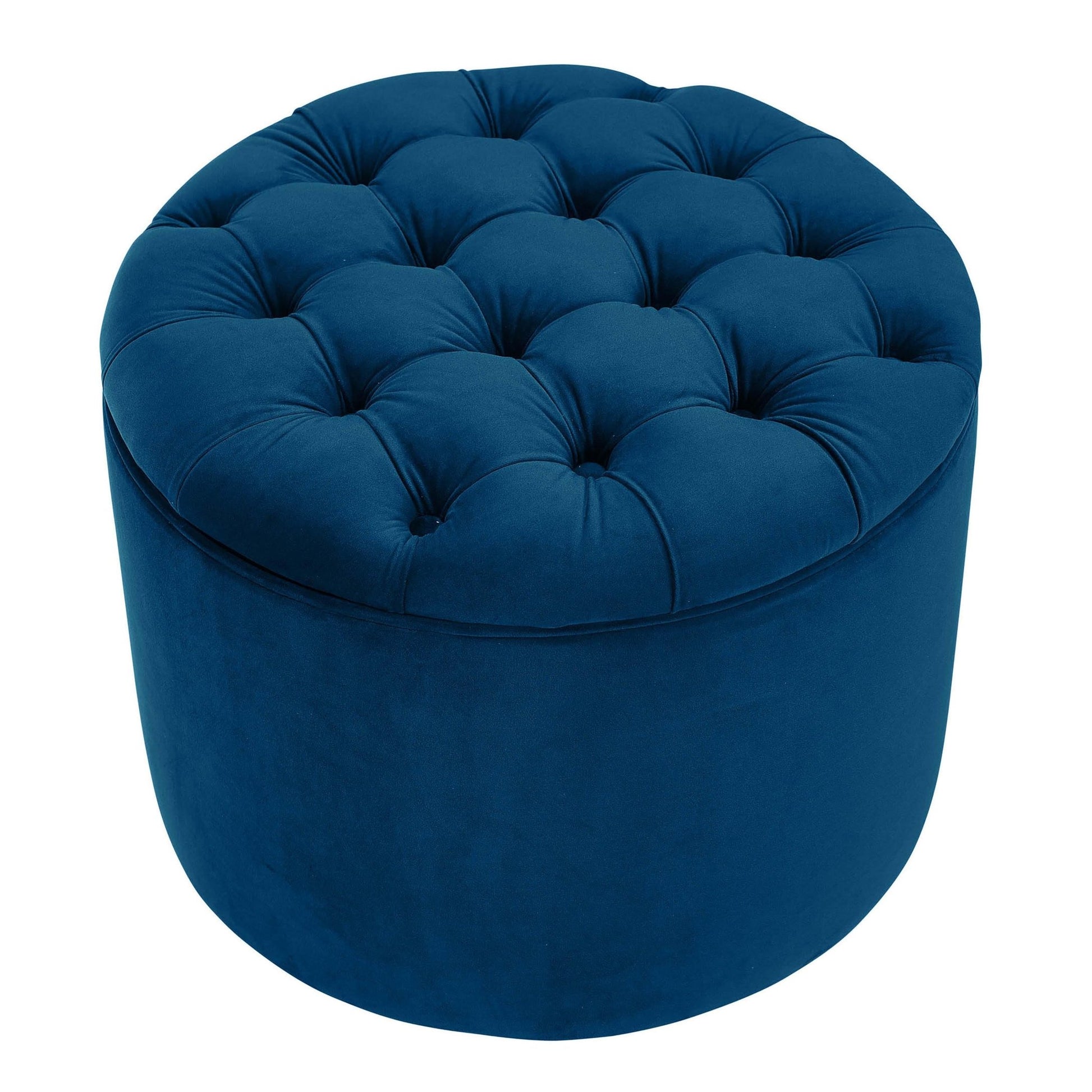 Queen Navy Velvet Storage Ottoman - Skandi London