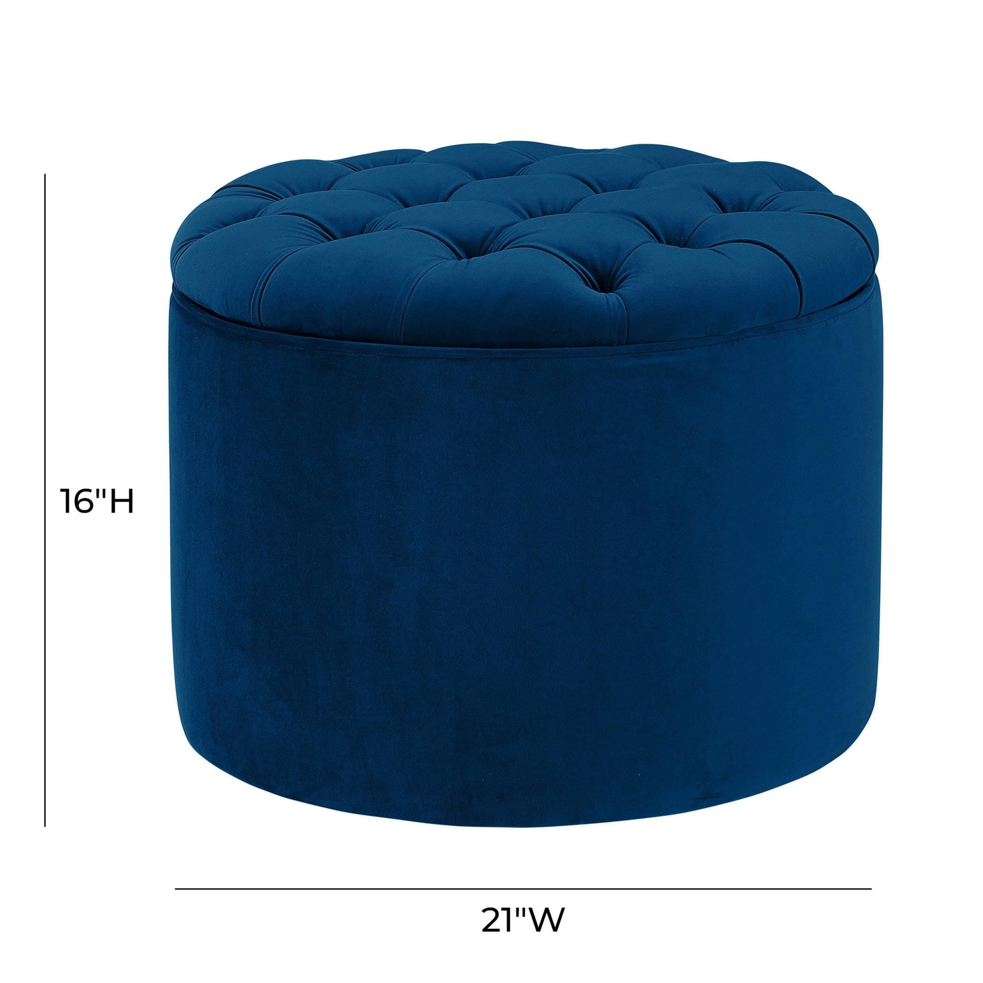 Queen Navy Velvet Storage Ottoman - Skandi London
