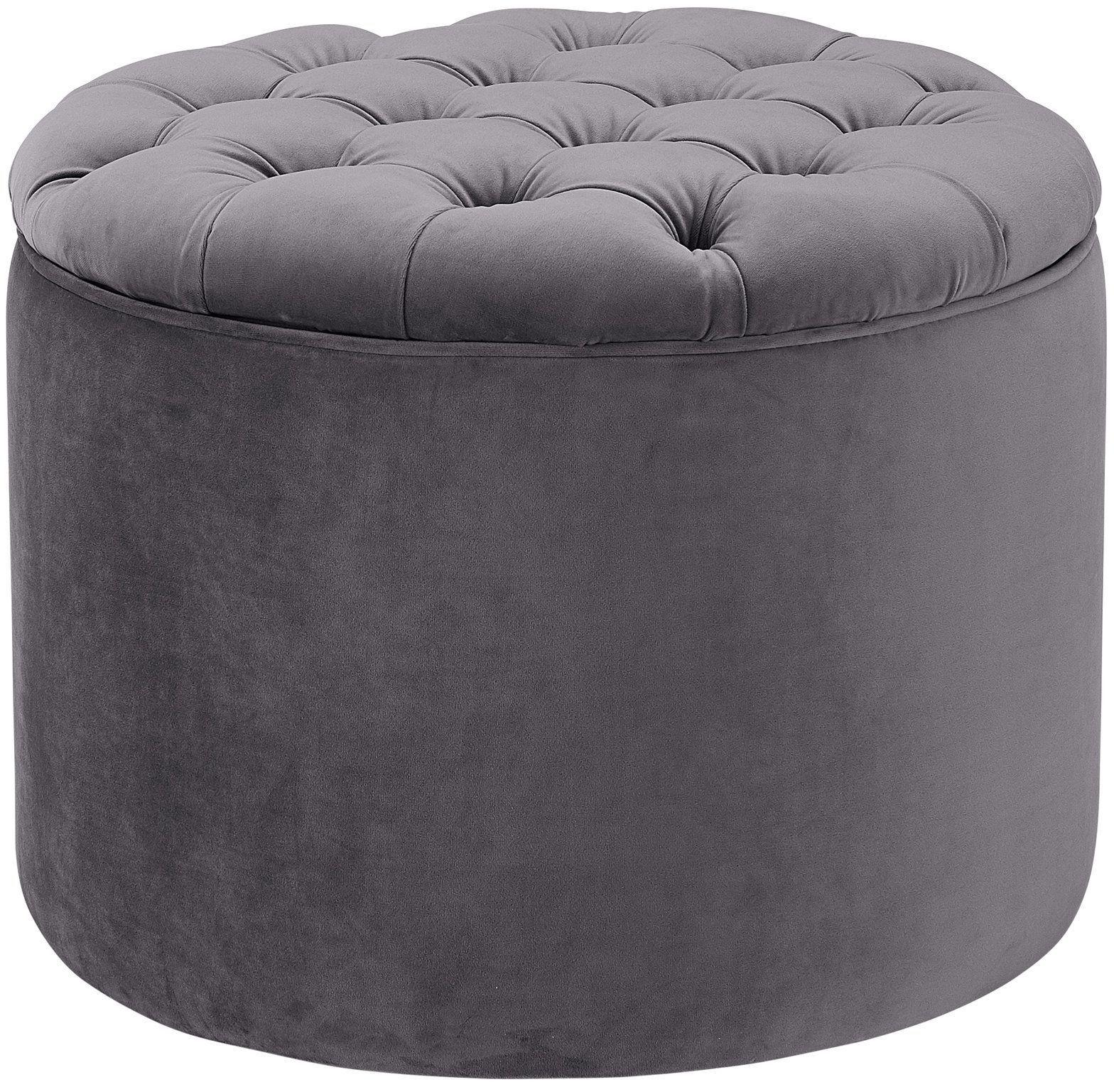 Queen Grey Velvet Storage Ottoman - Skandi London
