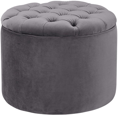 Queen Grey Velvet Storage Ottoman - Skandi London
