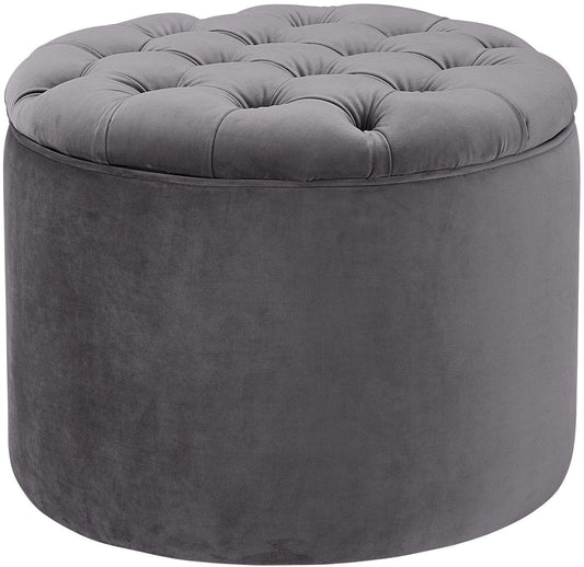 Queen Grey Velvet Storage Ottoman - Skandi London