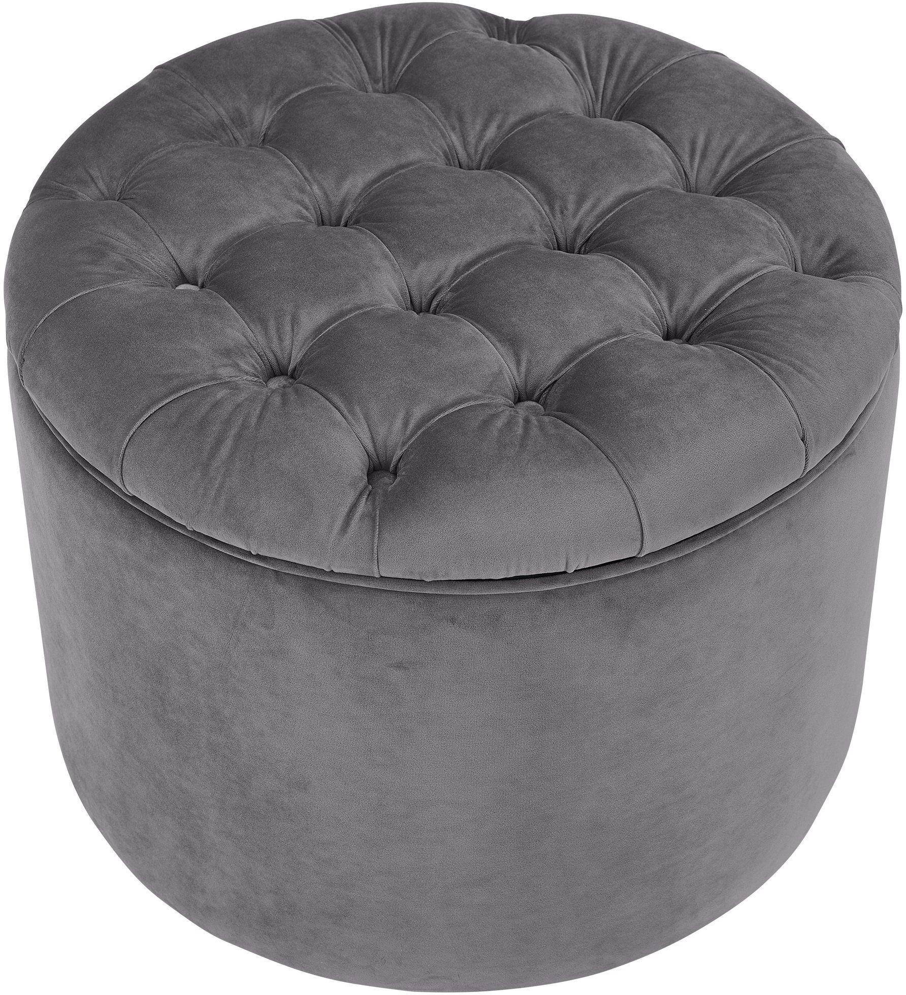 Queen Grey Velvet Storage Ottoman - Skandi London