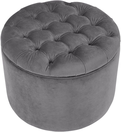 Queen Grey Velvet Storage Ottoman - Skandi London