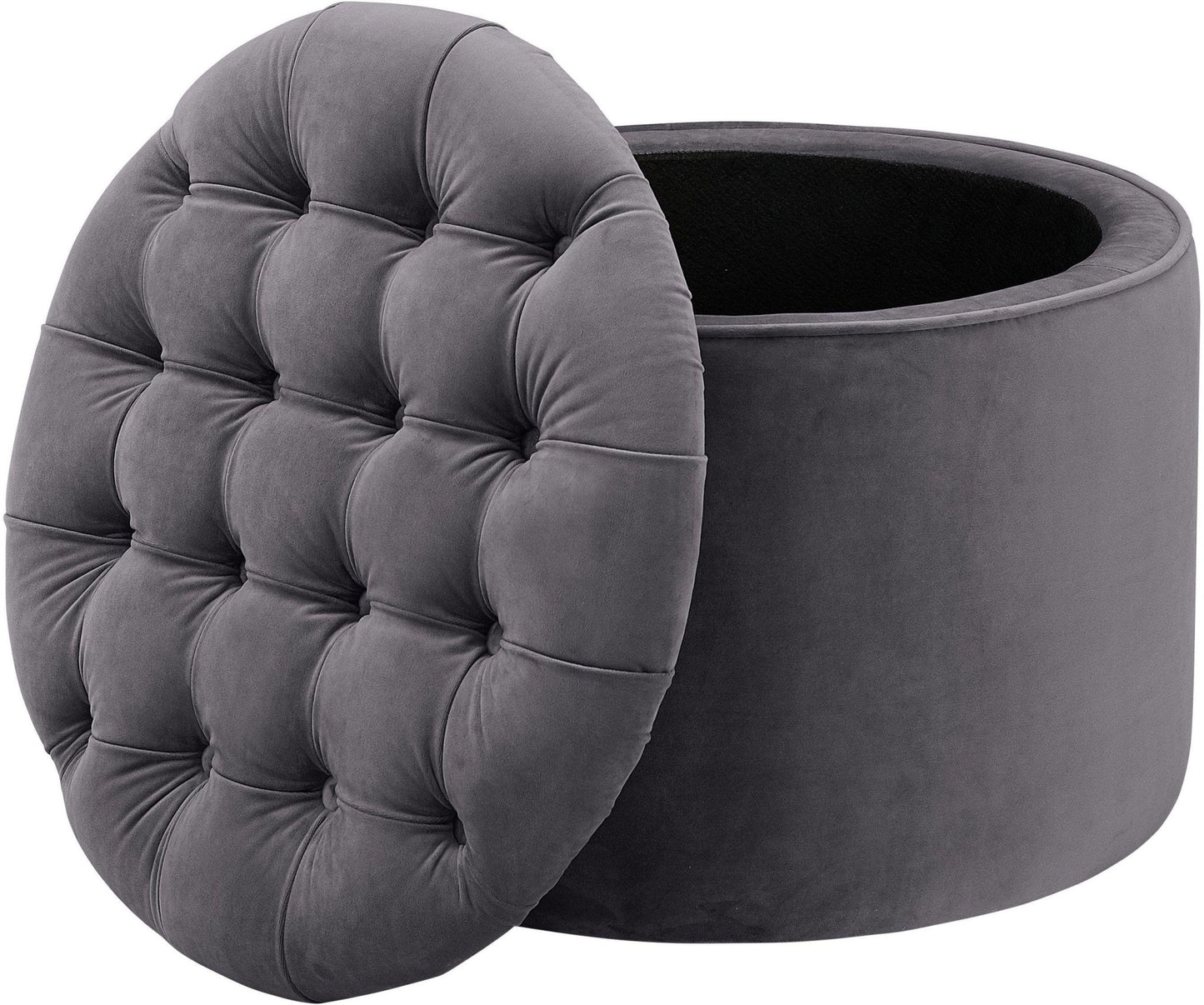 Queen Grey Velvet Storage Ottoman - Skandi London