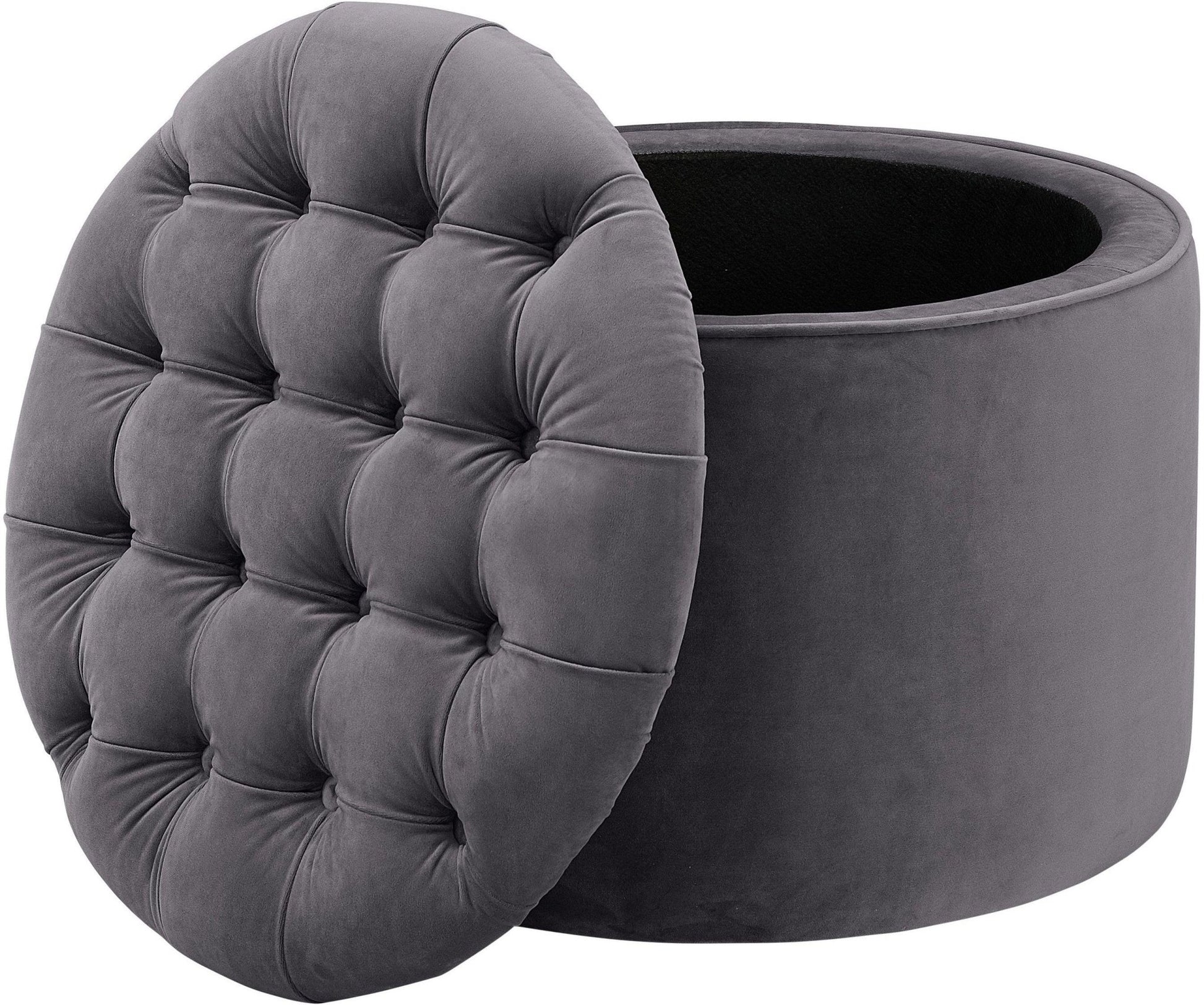 Queen Grey Velvet Storage Ottoman - Skandi London
