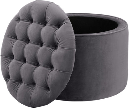 Queen Grey Velvet Storage Ottoman - Skandi London