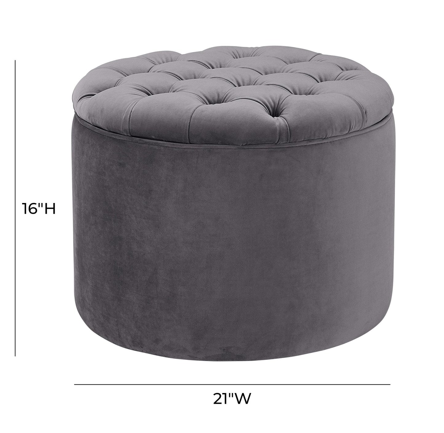 Queen Grey Velvet Storage Ottoman - Skandi London