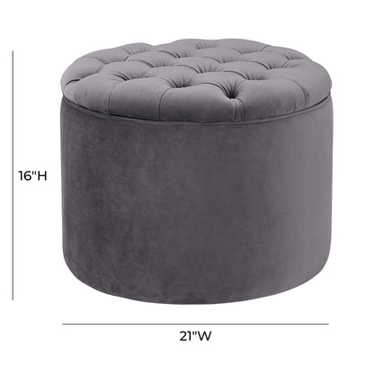 Queen Grey Velvet Storage Ottoman - Skandi London