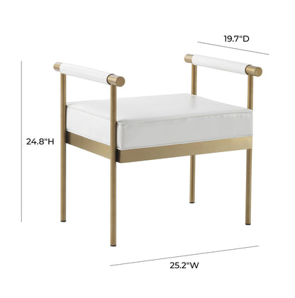 Diva White Performance Vegan Leather Bench - Skandi London