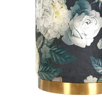 Opal Floral Velvet Ottoman with Gold Base - Skandi London