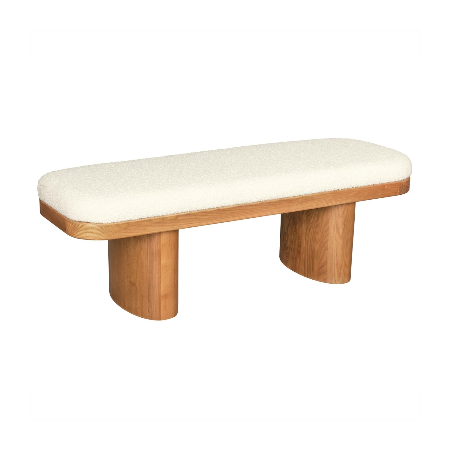 Ollie White Boucle Wooden Bench - Skandi London