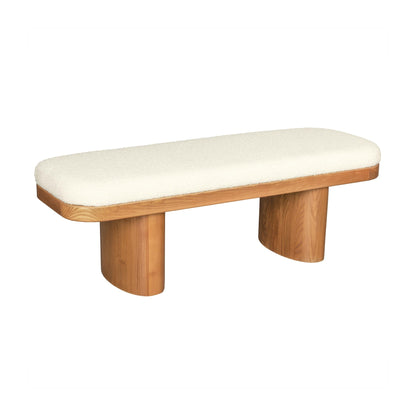 Ollie White Boucle Wooden Bench - Skandi London