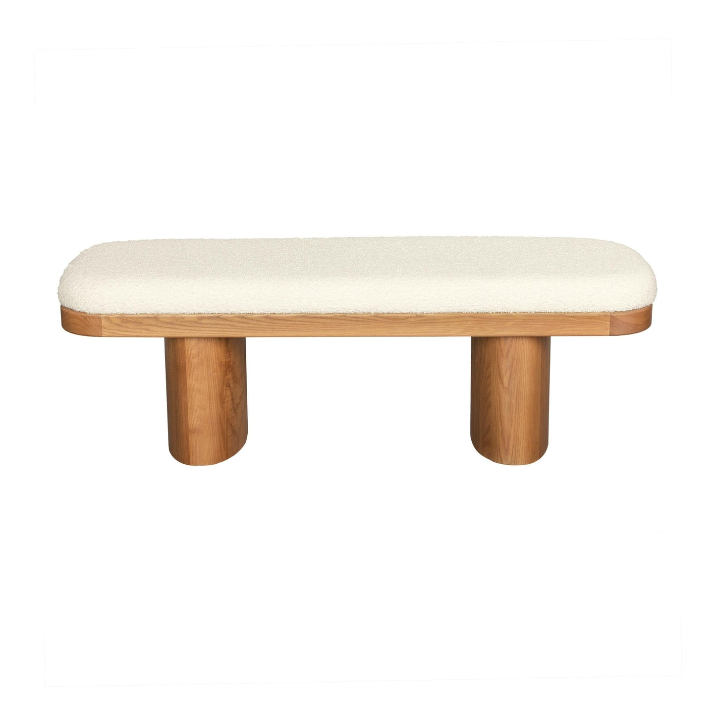 Ollie White Boucle Wooden Bench - Skandi London