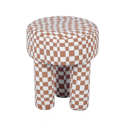 Claire Brown Checkered Boucle Stool - Skandi London