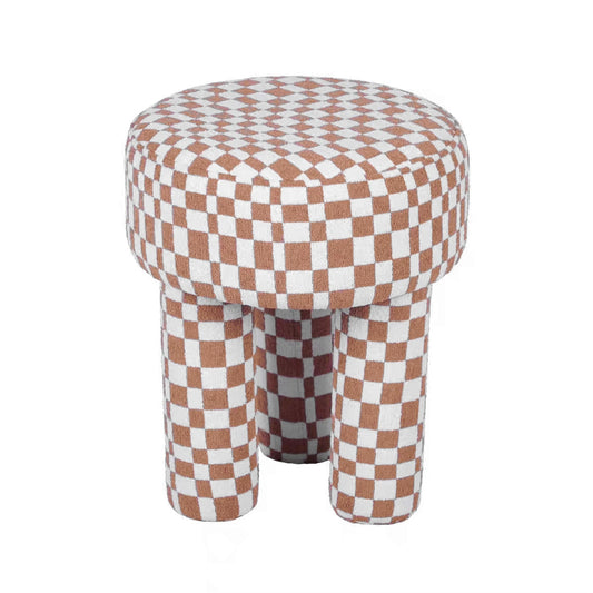 Claire Brown Checkered Boucle Stool - Skandi London