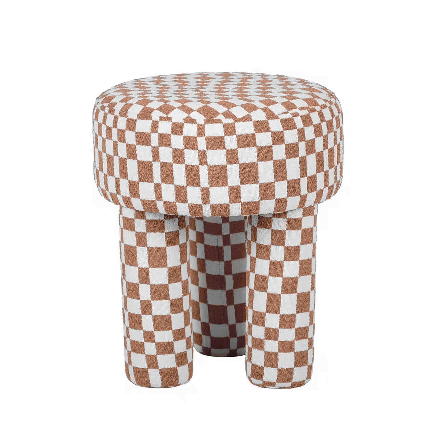 Claire Brown Checkered Boucle Stool - Skandi London