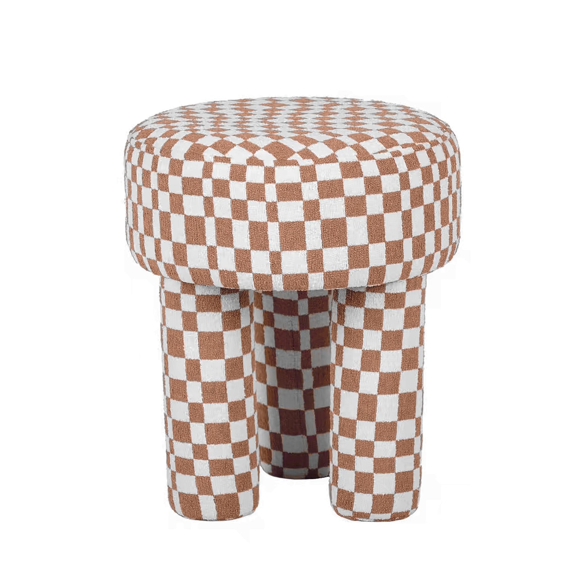 Claire Brown Checkered Boucle Stool - Skandi London
