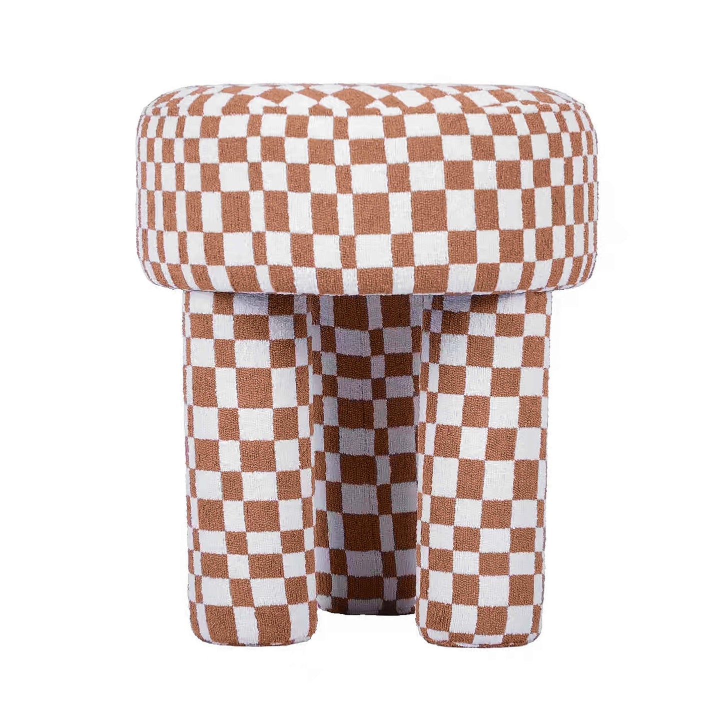 Claire Brown Checkered Boucle Stool - Skandi London