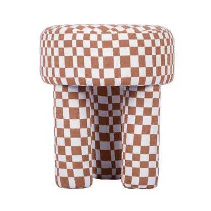 Claire Brown Checkered Boucle Stool - Skandi London