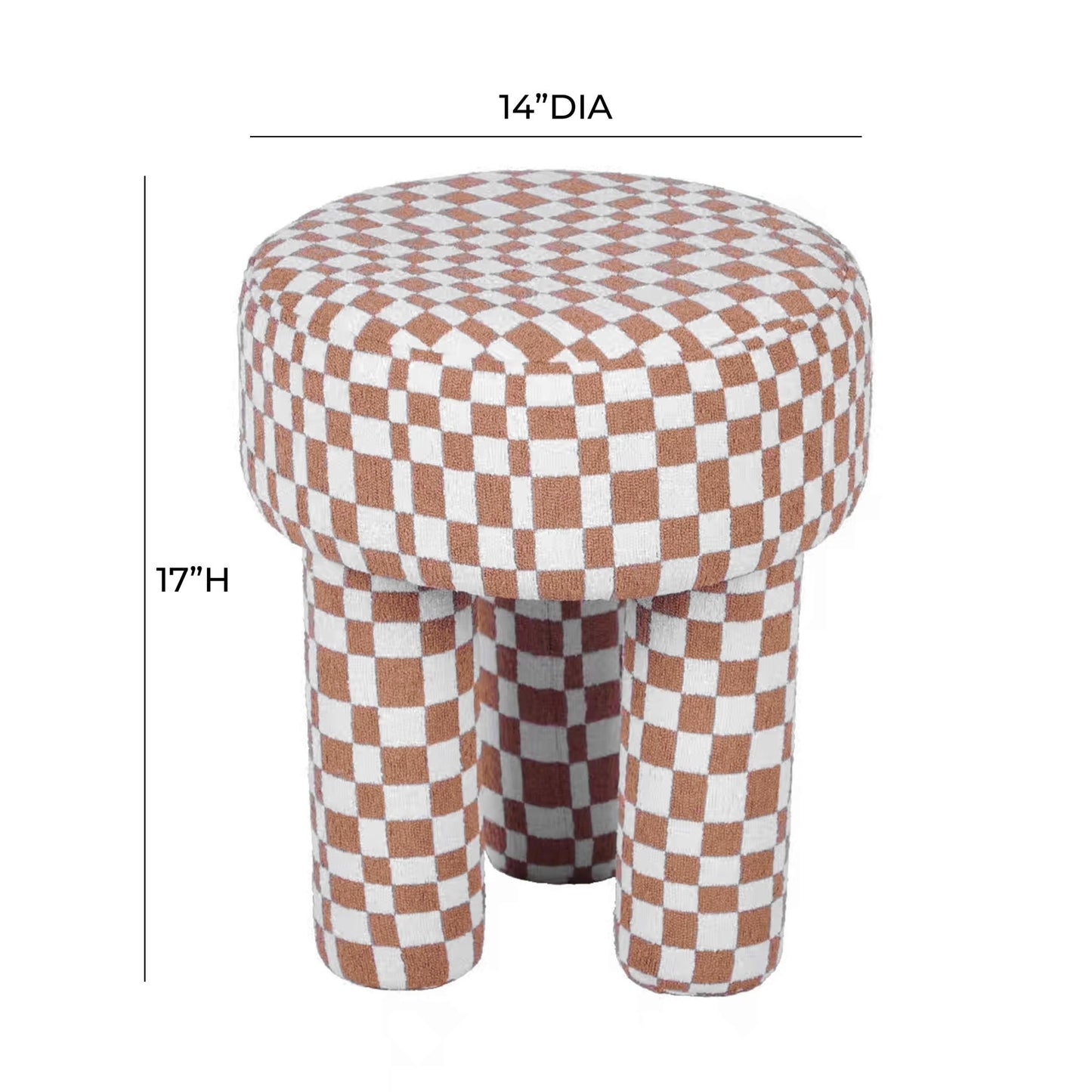 Claire Brown Checkered Boucle Stool - Skandi London