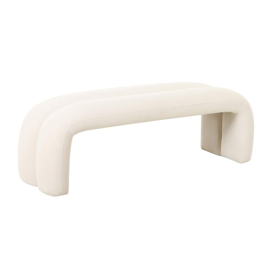 Leigh Cream Velvet Channeled Bench - Skandi London