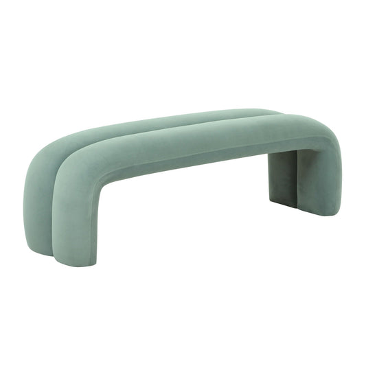 Leigh Green Velvet Channeled Bench - Skandi London