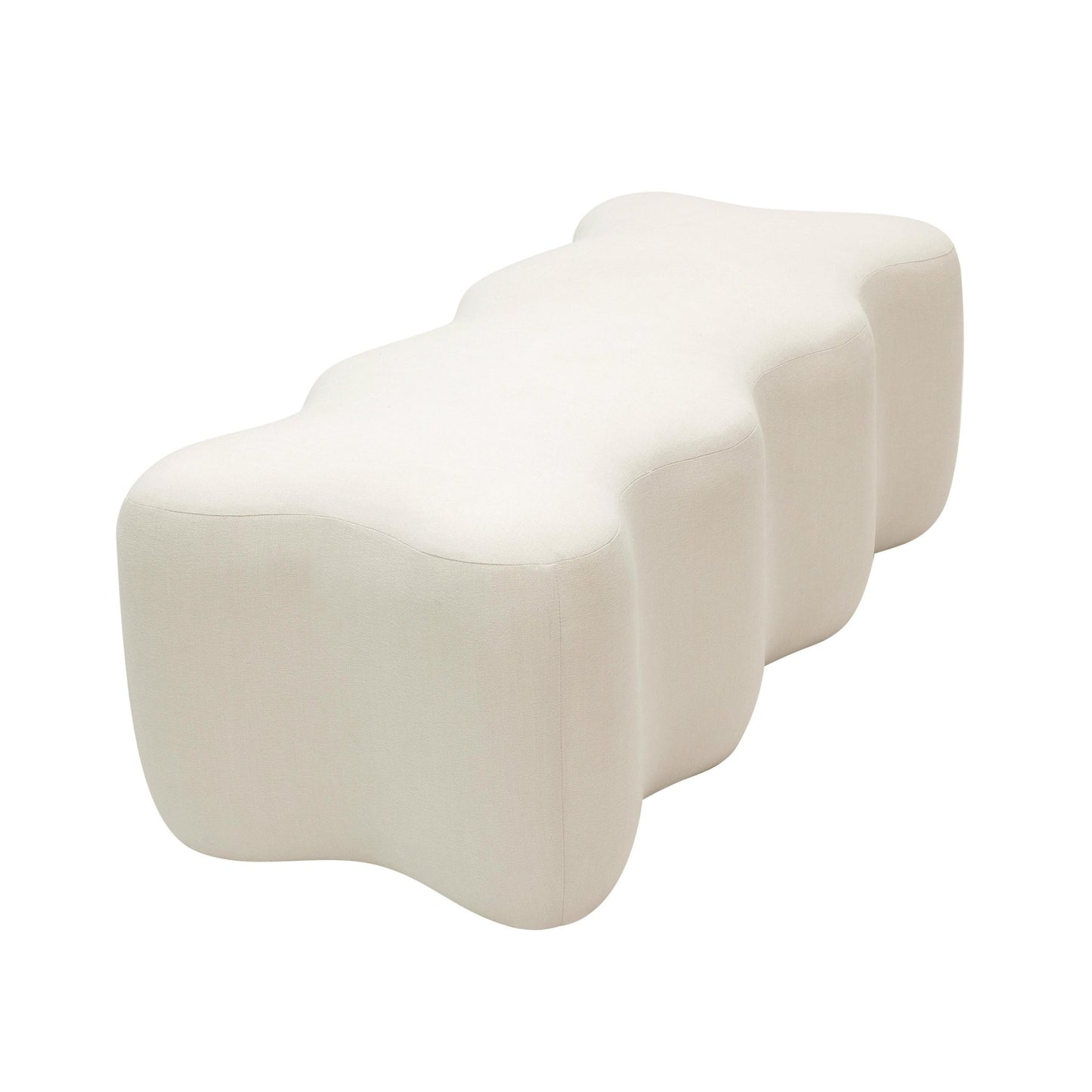 Archie Upholstered Bench in Cream Linen - Skandi London