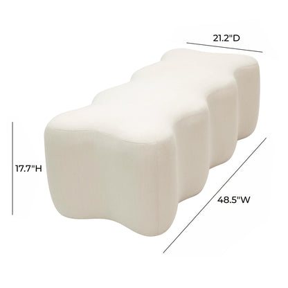 Archie Upholstered Bench in Cream Linen - Skandi London