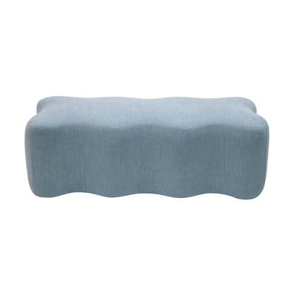 Archie Upholstered Bench in Faded Blue Linen - Skandi London