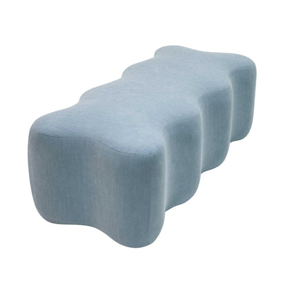 Archie Upholstered Bench in Faded Blue Linen - Skandi London