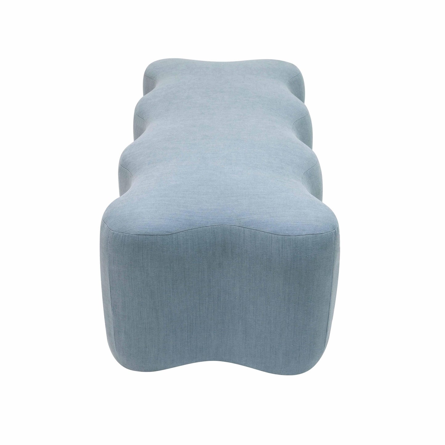 Archie Upholstered Bench in Faded Blue Linen - Skandi London