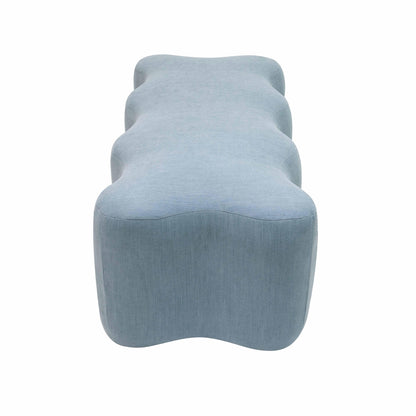 Archie Upholstered Bench in Faded Blue Linen - Skandi London