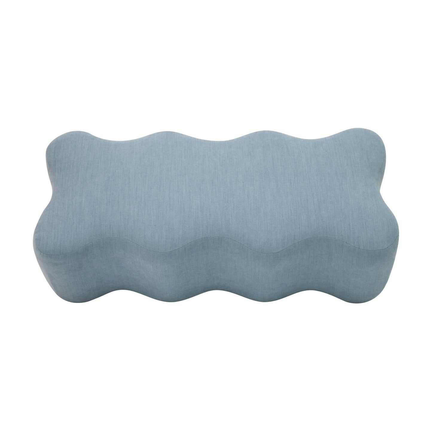 Archie Upholstered Bench in Faded Blue Linen - Skandi London