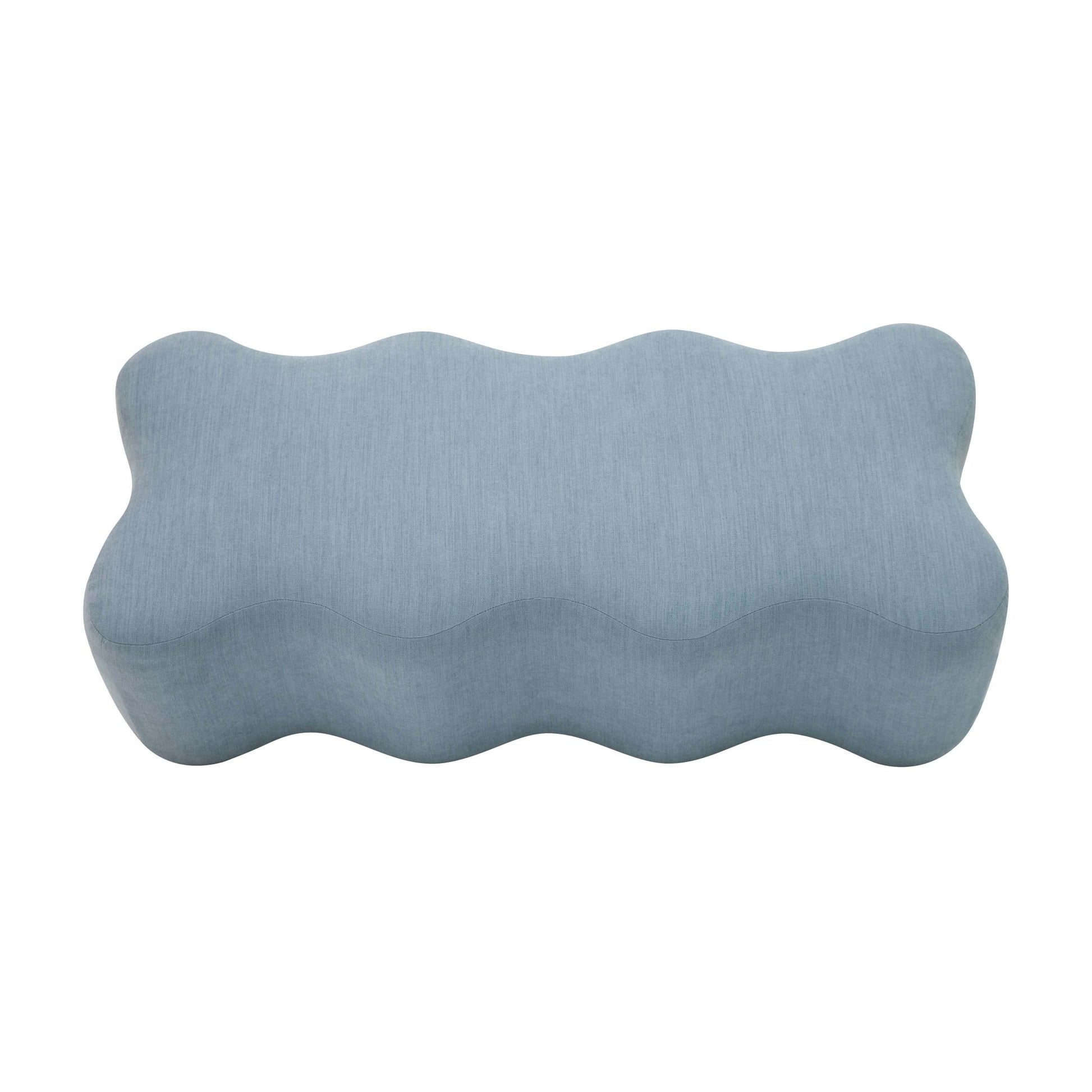 Archie Upholstered Bench in Faded Blue Linen - Skandi London
