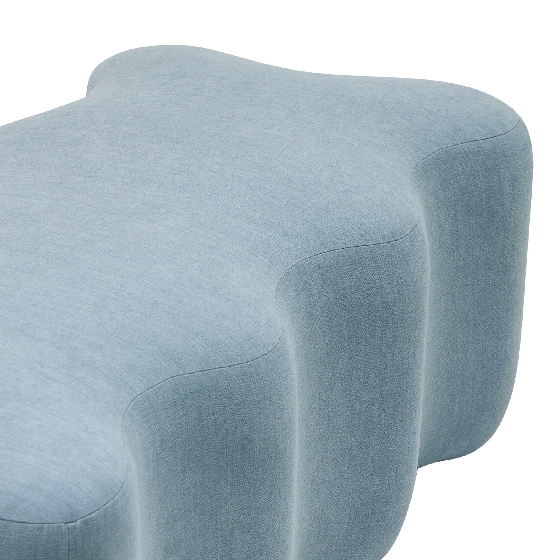 Archie Upholstered Bench in Faded Blue Linen - Skandi London