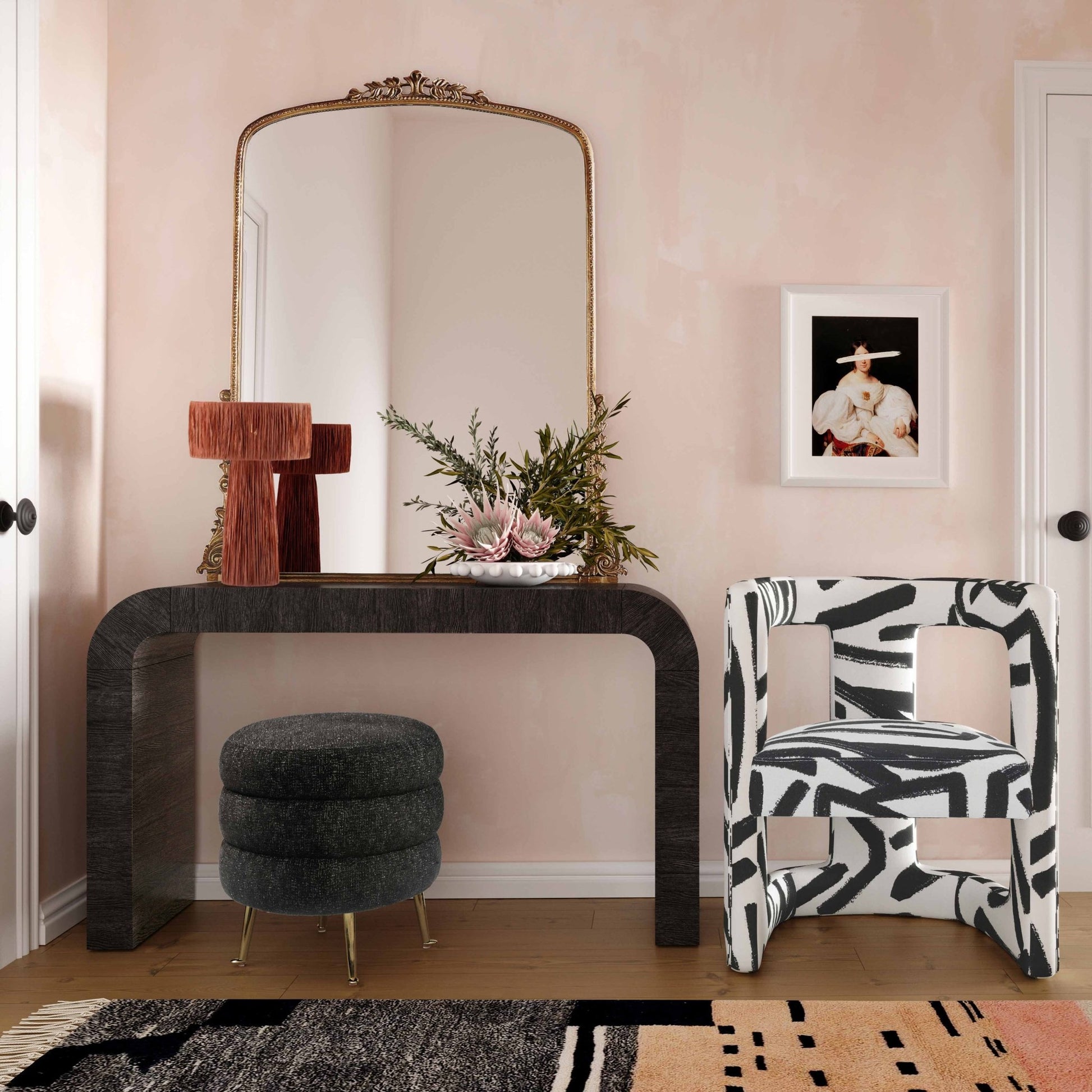 Ada Chair in Black Brushstroke Pattern - Skandi London