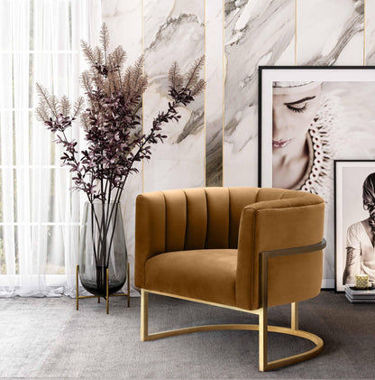 Magnolia Cognac Velvet Chair - Skandi London
