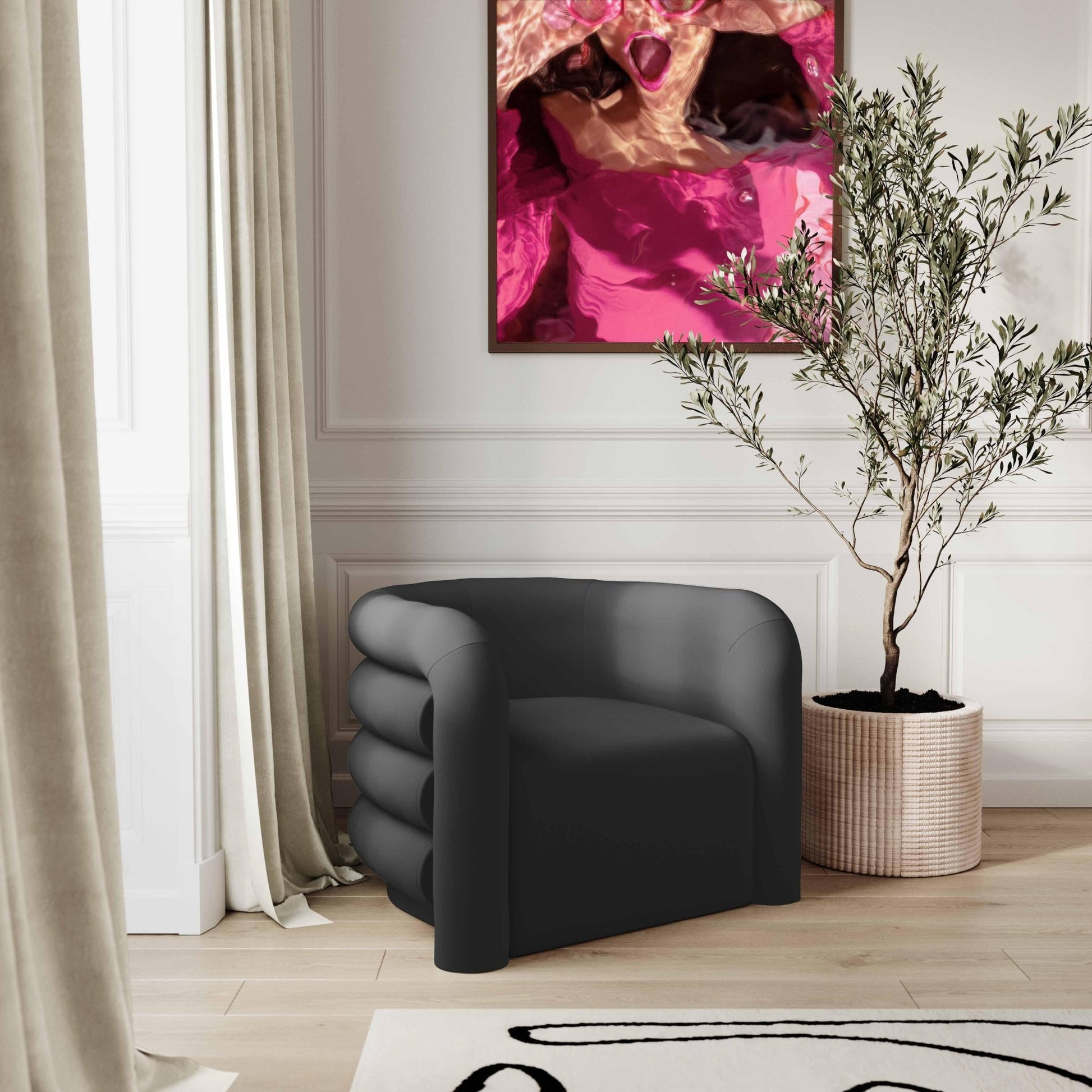 Curves Black Velvet Lounge Chair - Skandi London
