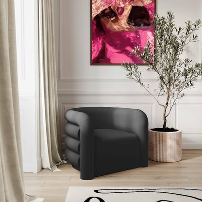 Curves Black Velvet Lounge Chair - Skandi London