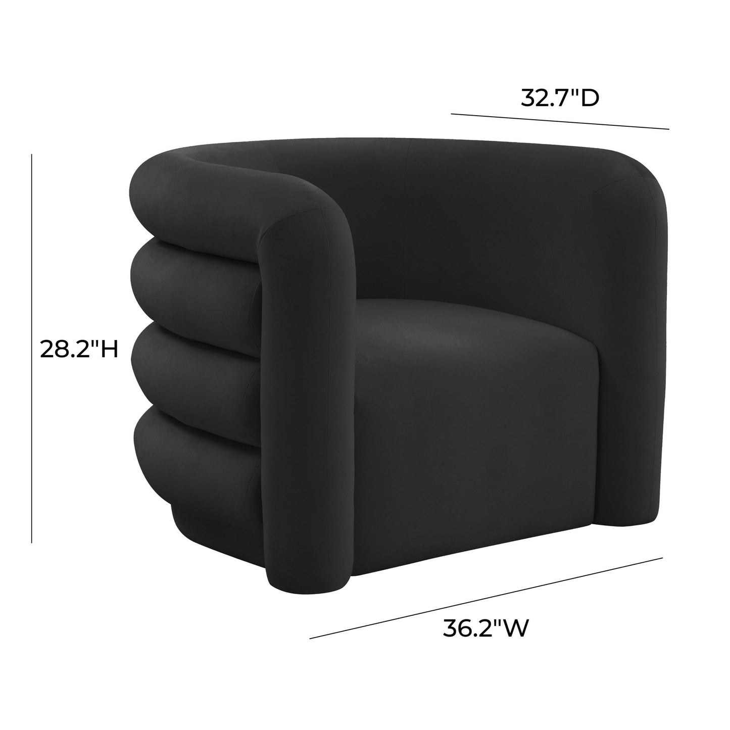 Curves Black Velvet Lounge Chair - Skandi London