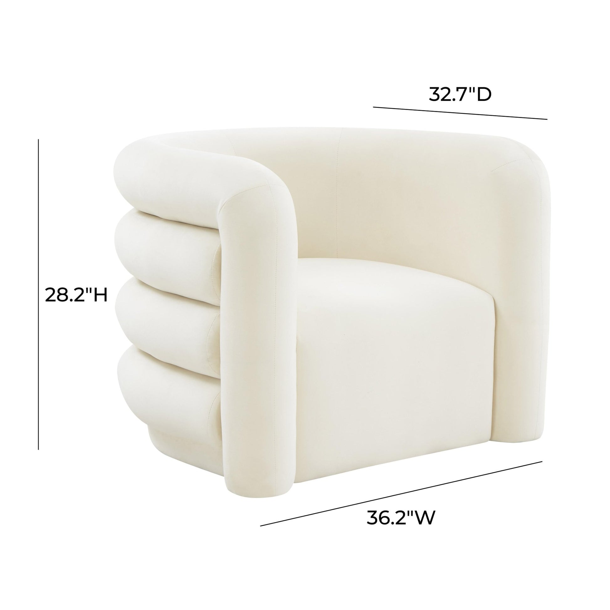 Curves Cream Velvet Lounge Chair - Skandi London