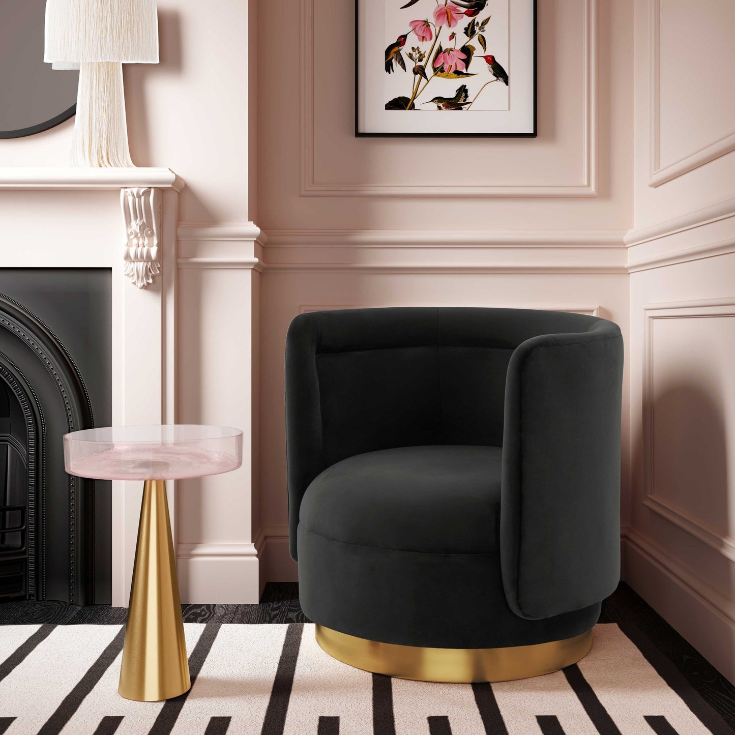 Remy Black Velvet Swivel Chair - Skandi London