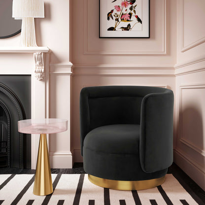 Remy Black Velvet Swivel Chair - Skandi London