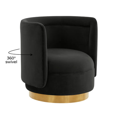 Remy Black Velvet Swivel Chair - Skandi London